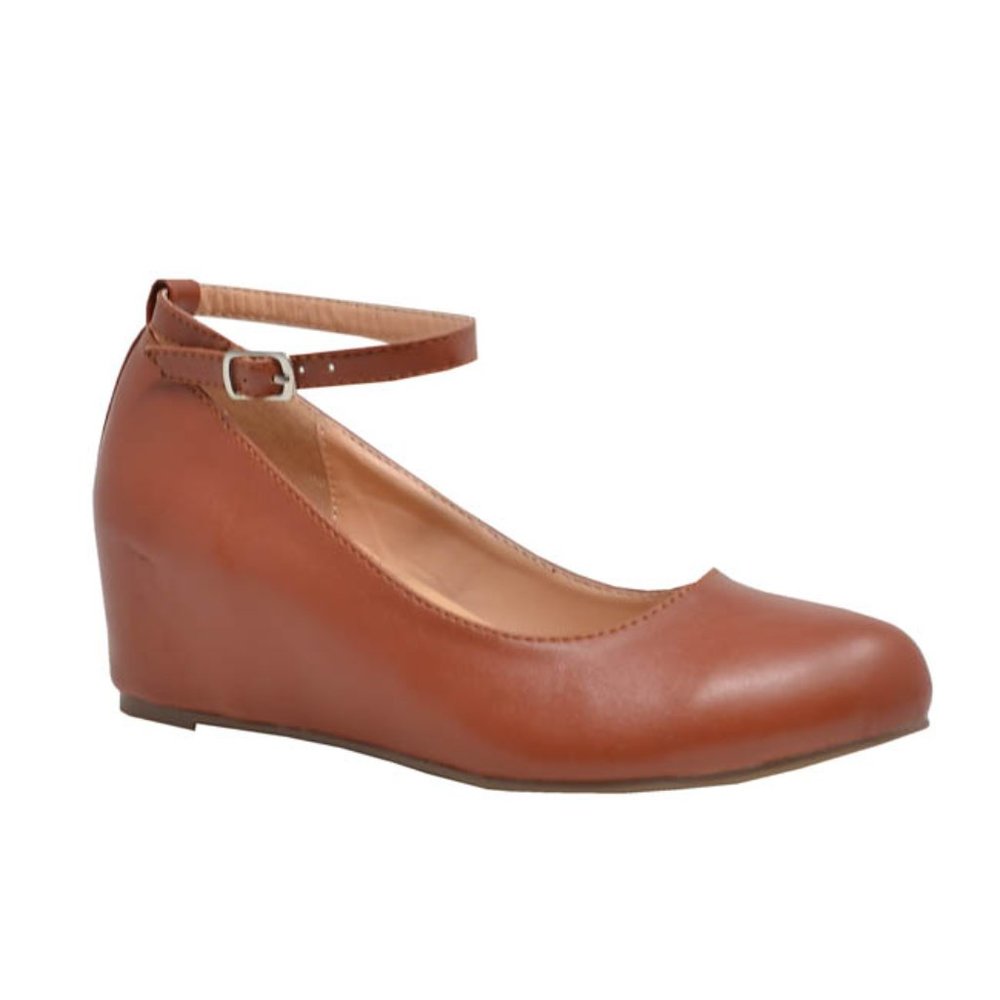 WOMEN'S WHITE ANKLE STRAP WEDGE - Picture 2 of 4